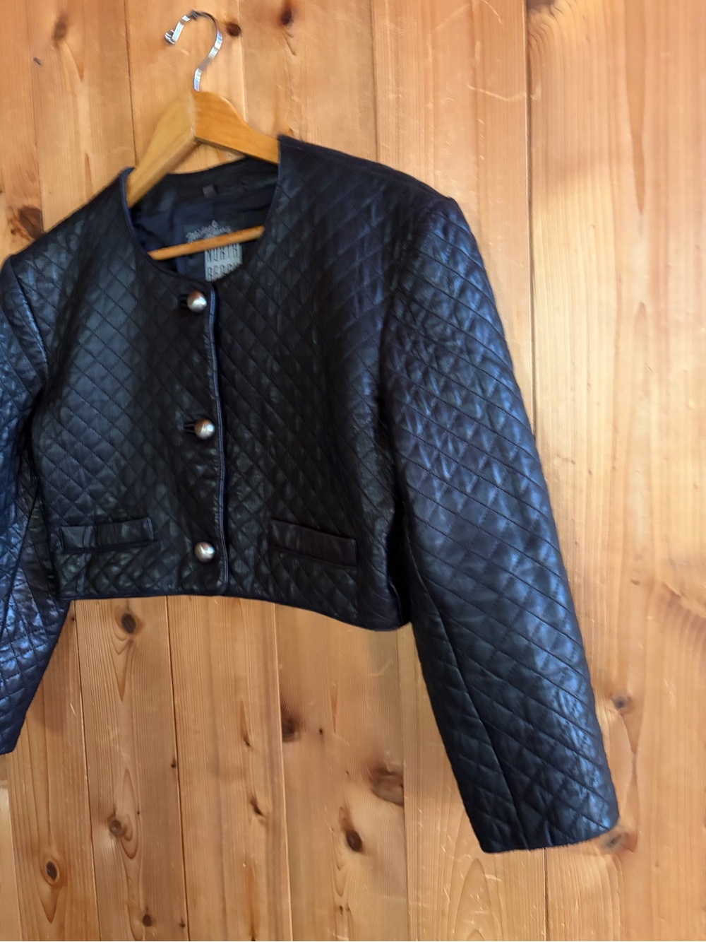 Vintage North Beach Leather Michael Hoban Quilted Crop Jacket - Picture 2 of 4